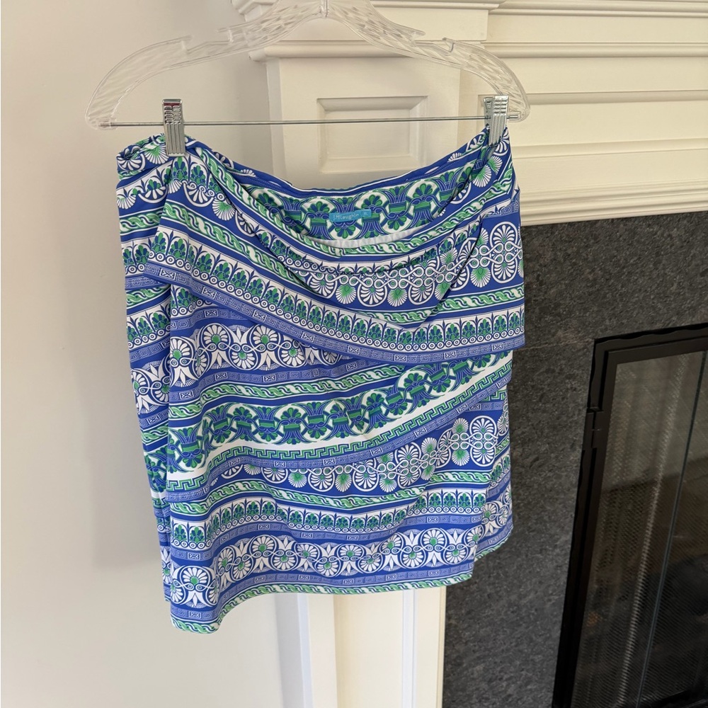 J. McLaughlin Blue and Green Patterned skirt